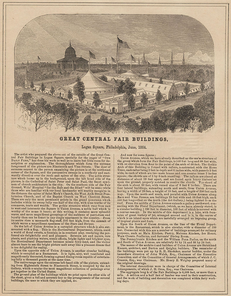 Great Central Fair Buildings, Logan Square, Philadelphia, June 1864