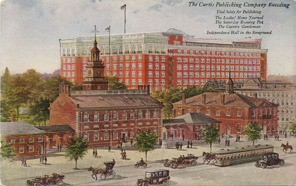 The Curtis Publishing Company Building with Independence Hall - Postcard