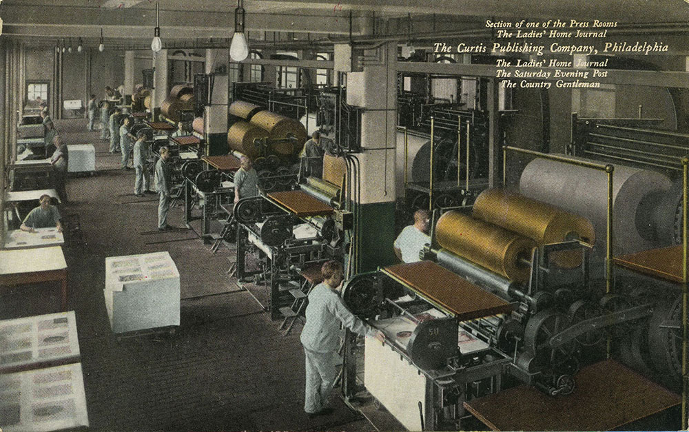 The Curtis Publishing Company - Section of one of the Press Rooms - Postcard