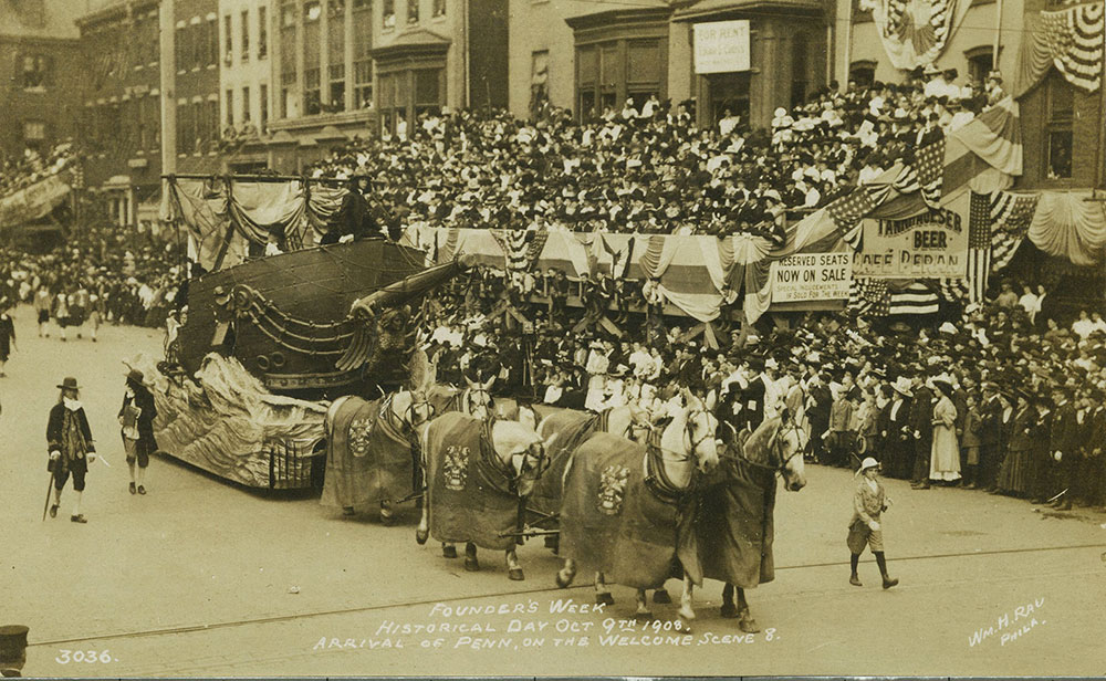 Founder's Week Postcard- Arrival of Penn, The Welcome, Scene 8