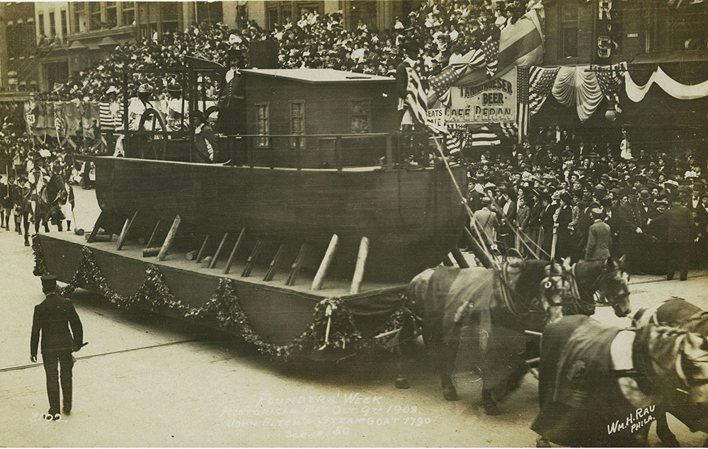 Founder's Week Postcard - John Fitch's Steamboat 1790