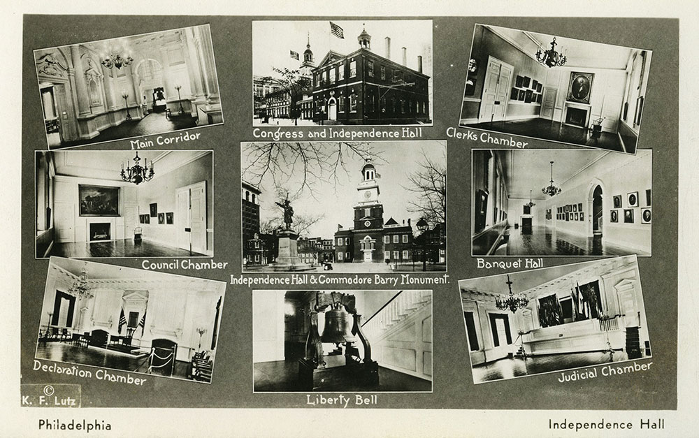 Multiple Views of Independence Hall - Postcard