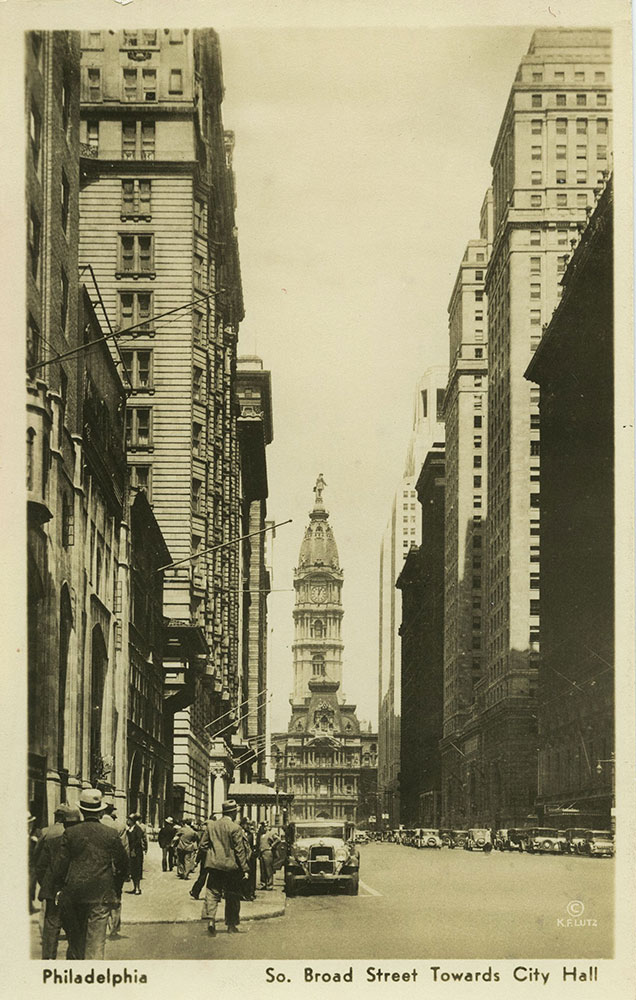 View Towards City hall from South Broad - Postcard
