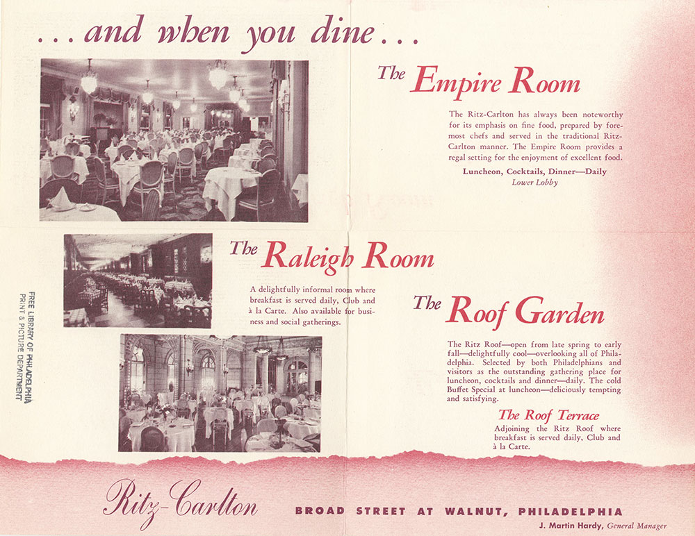 Ritz-Carlton pamphlet [verso]