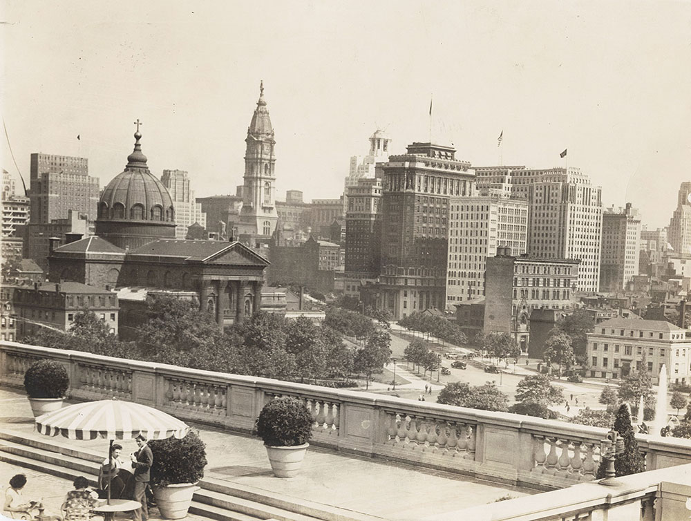 Benjamin Franklin Parkway view from Free Library