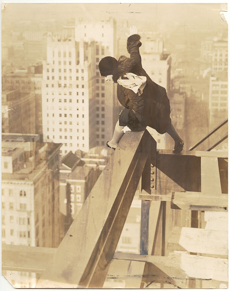 Vivian Shirley on top of the Drake Hotel (under construction)