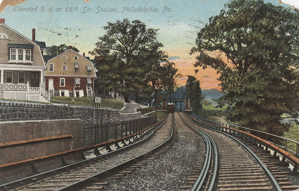 Postcard of elevated rail road at 66th Street Station