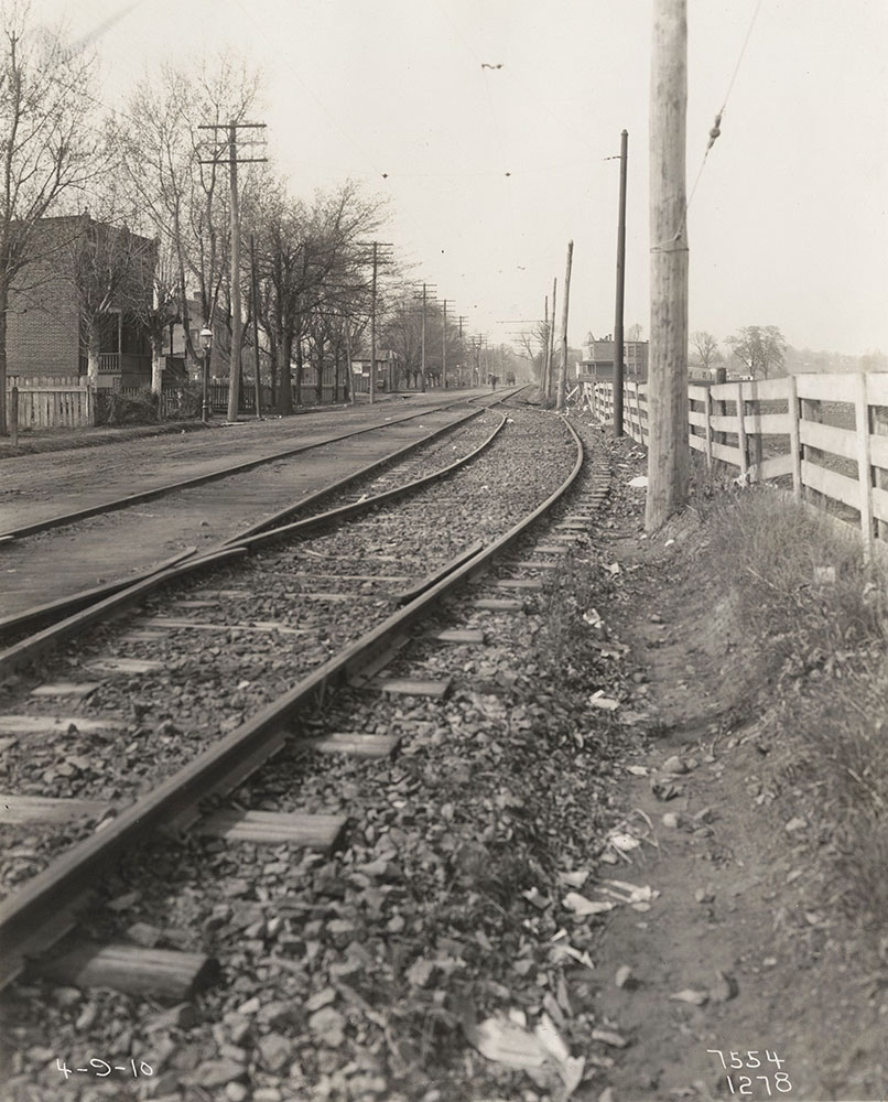 Trolley tracks, semi-rural scene