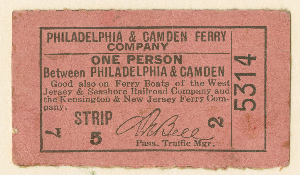 Philadelphia & Camden Ferry Company ticket