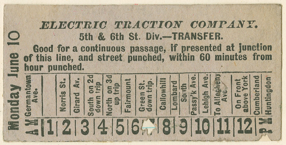 Electric Traction Company. ticket