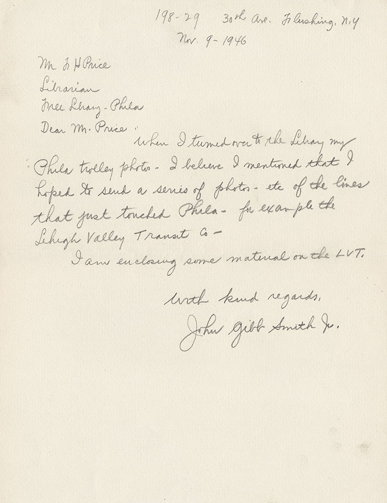 Letter from John Gibb Smith Jr