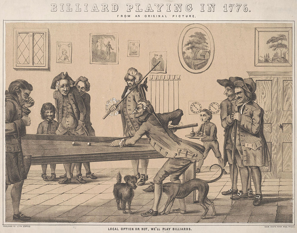 Billiard playing in 1776: from the original picture