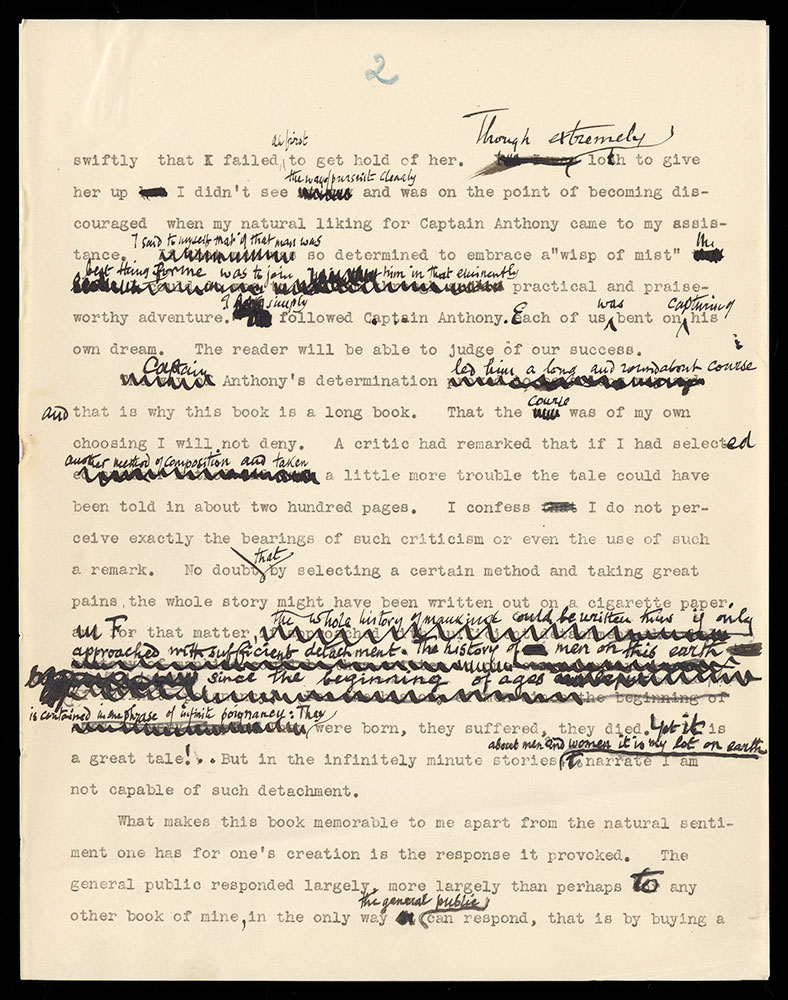Typescript of Joseph Conrad's Chance with autograph corrections signed page 2