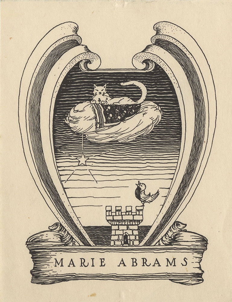 Bookplate designed for Marie Lawson by Robert Lawson