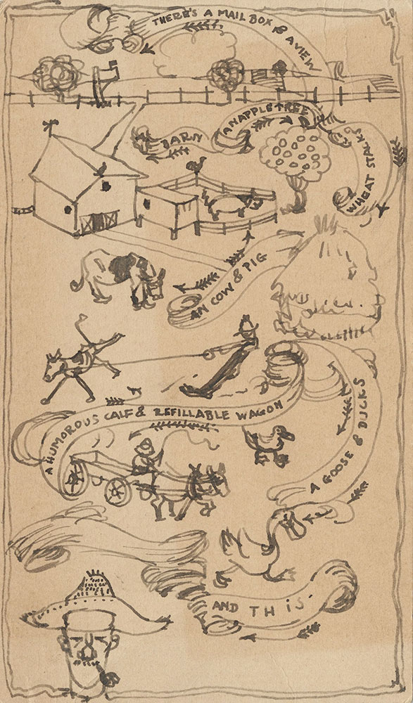 Postcard to Marie Lawson, map of a farm