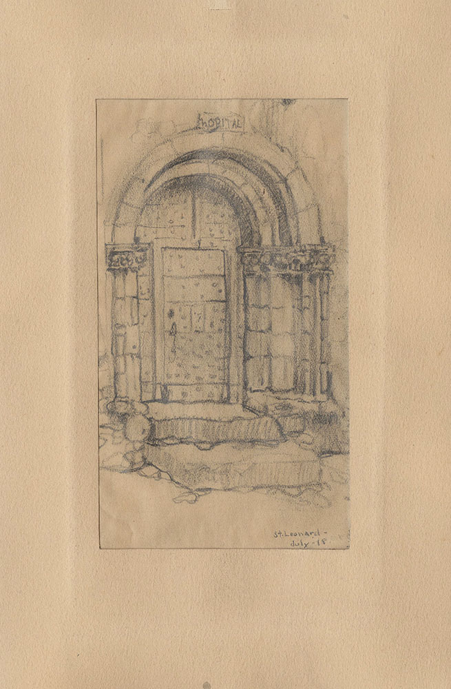Sketch of an arched doorway in Saint-Leonard