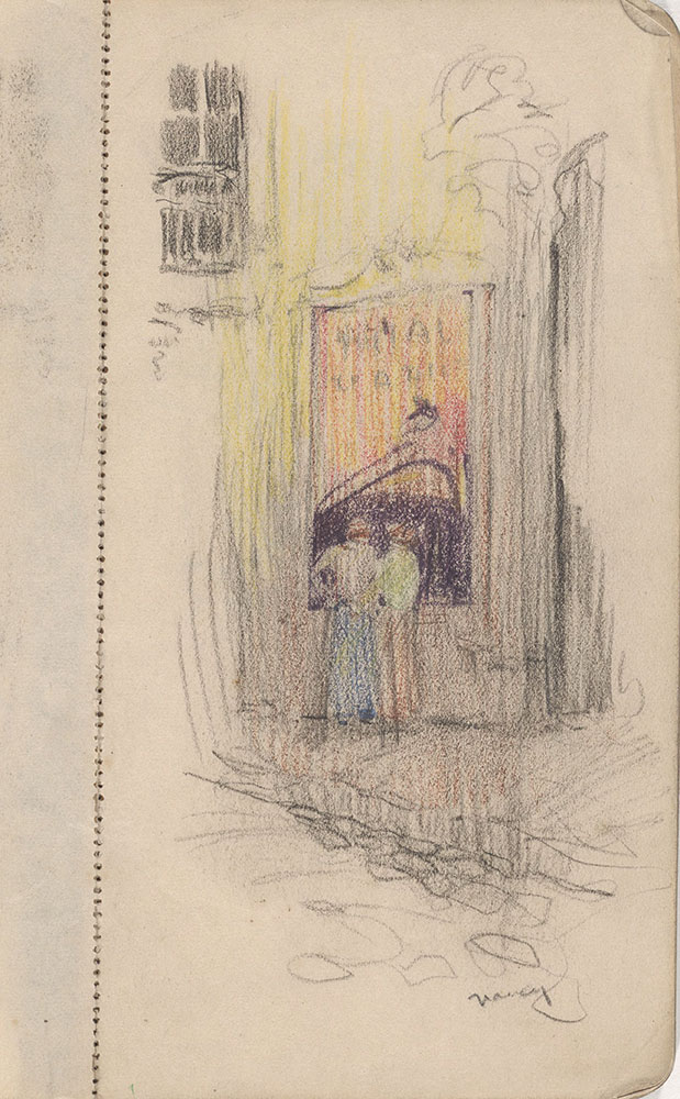 Sketchbook from Robert Lawson's WWI deployment in France, page 3