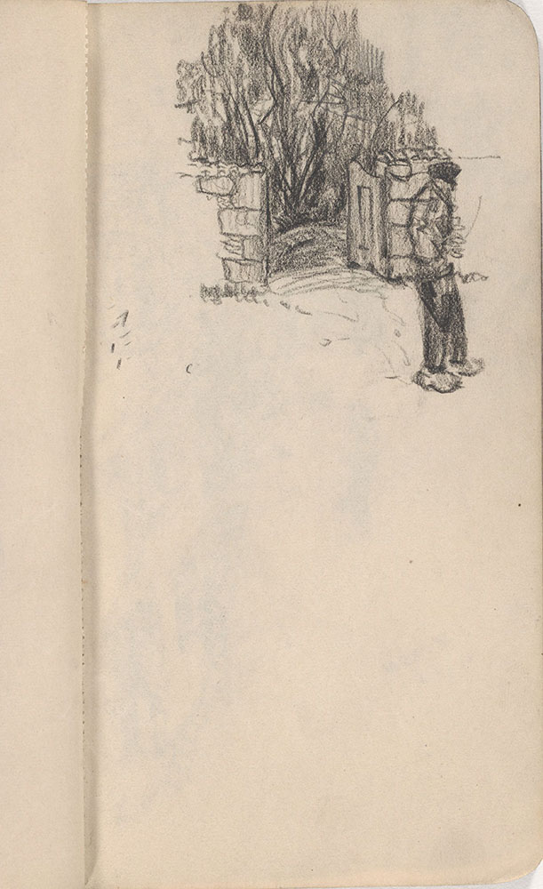 Sketchbook from Robert Lawson's WWI deployment in France, page 15