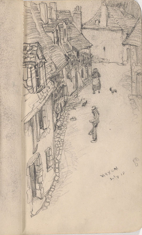 Sketchbook from Robert Lawson's WWI deployment in France, page 17