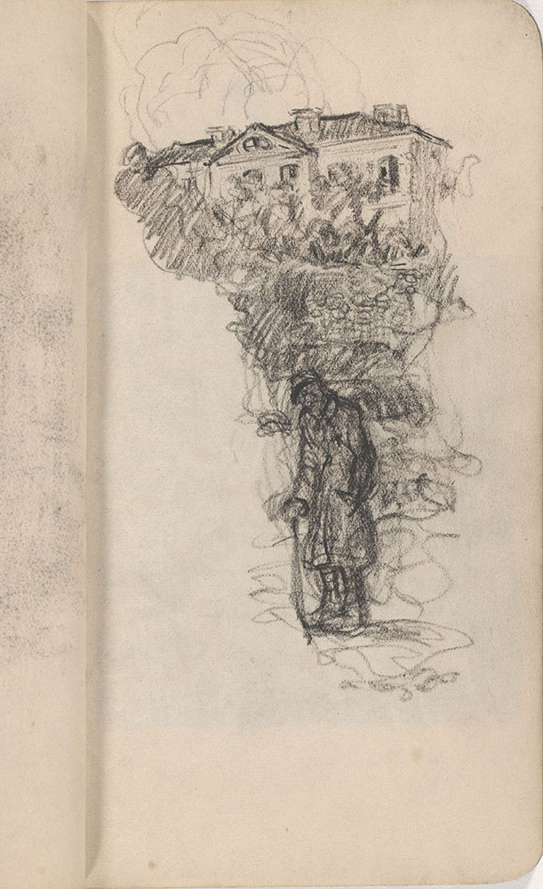 Sketchbook from Robert Lawson's WWI deployment in France, page 21