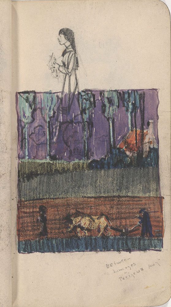 Sketchbook from Robert Lawson's WWI deployment in France, page 23
