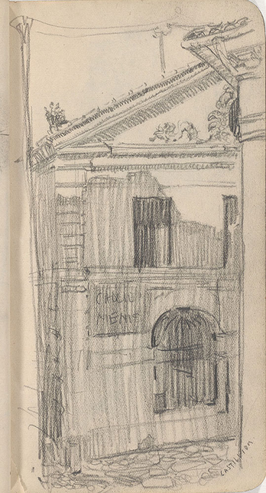 Sketchbook from Robert Lawson's WWI deployment in France, page 33