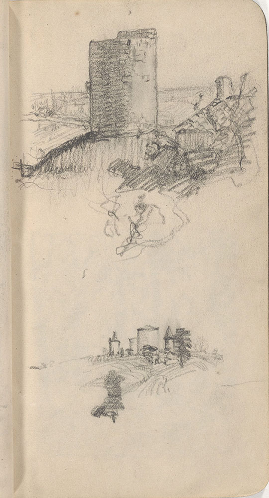 Sketchbook from Robert Lawson's WWI deployment in France, page 35