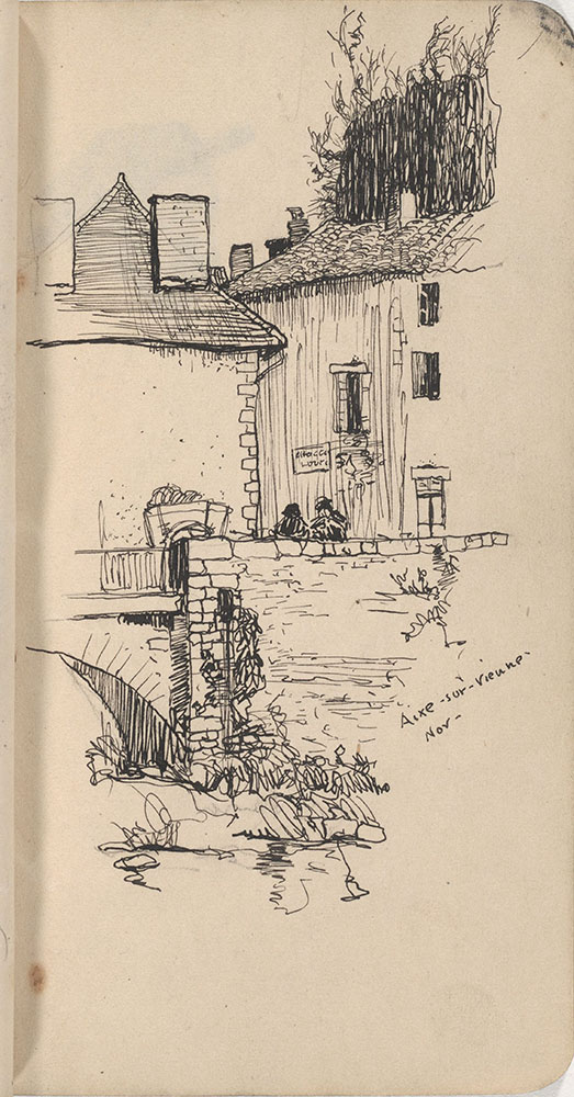 Sketchbook from Robert Lawson's WWI deployment in France, page 39
