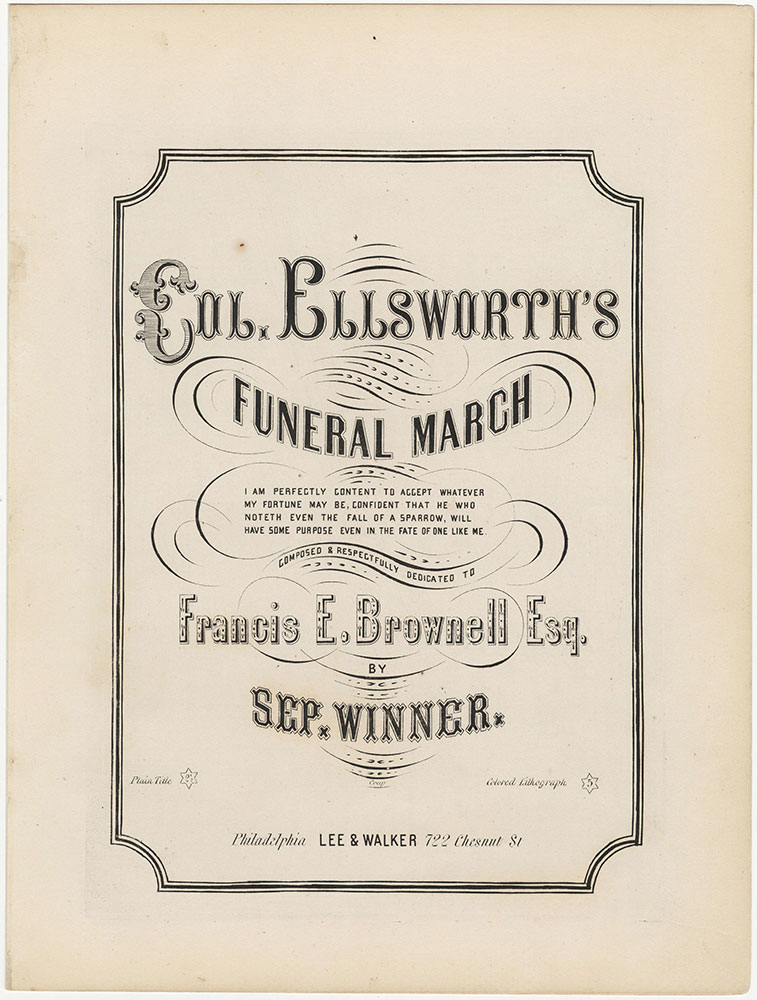 Col. Ellsworth's funeral march: Title page