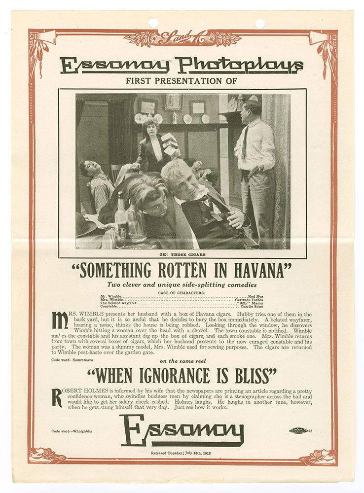 Advertisement for “Something Rotten in Havana” and “When Ignorance is Bliss”