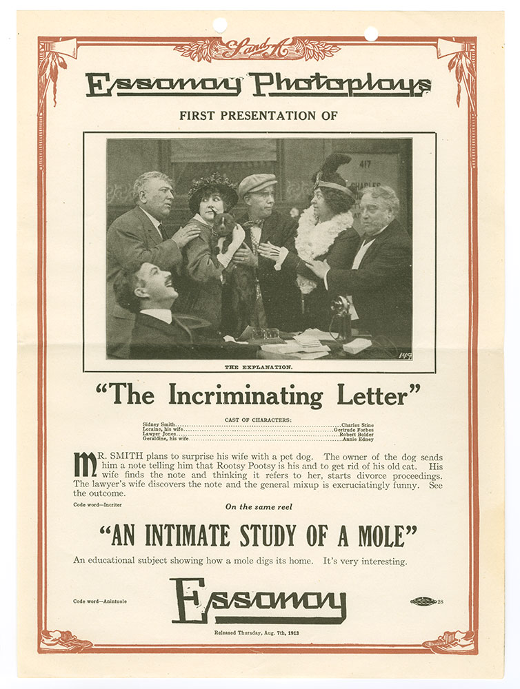 Advertisement for “The Incriminating Letter” and “An Intimate Study of a Mole”