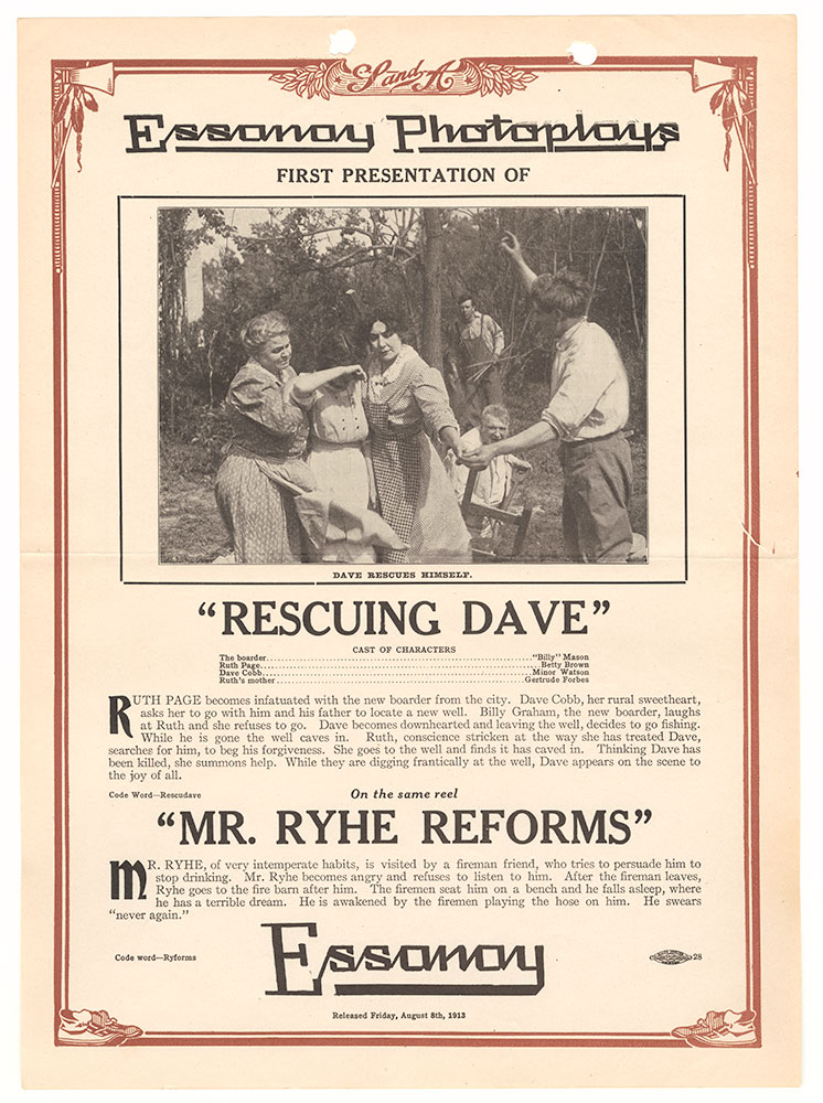 Advertisement for “Rescuing Dave” and “Mr. Ryhe Reforms”