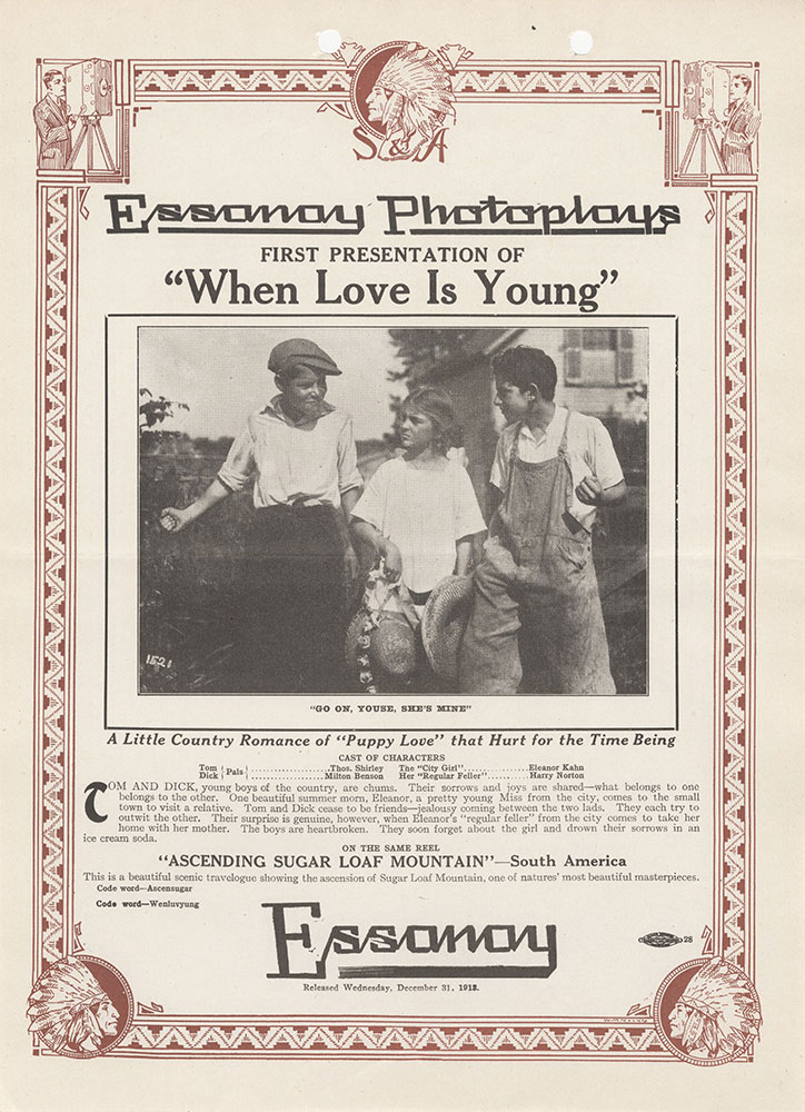 Advertisement for “When Love is Young” and “Ascending Sugar Loaf Mountain” - South America.