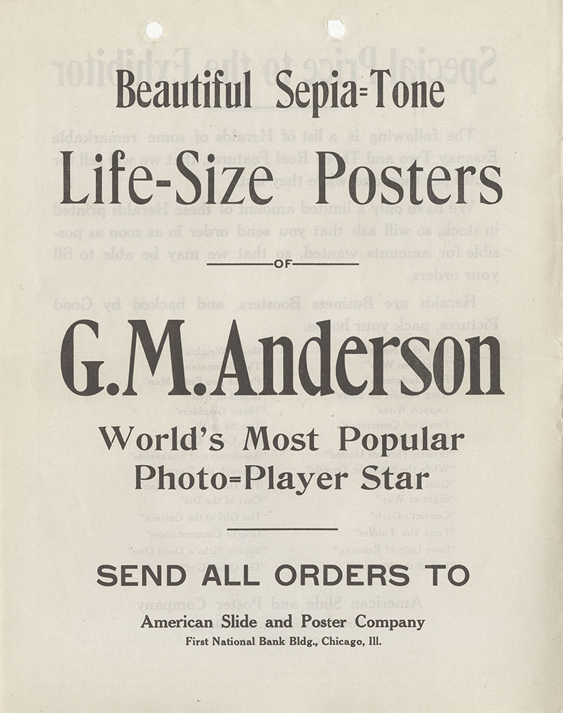 G. M. Anderson Poster Advertisement