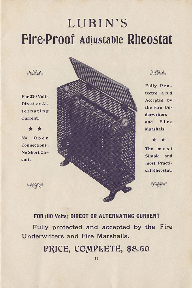 Lubin's Fire-Proof Adjustable Rheostat (Page 11)