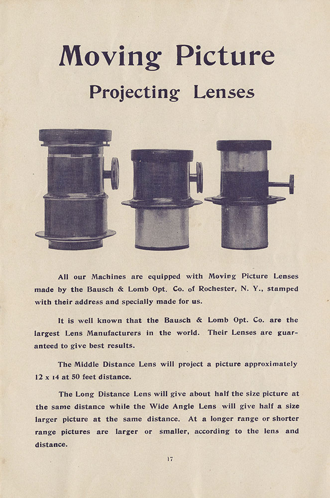 Moving Picture Projecting Lenses (Page 17)