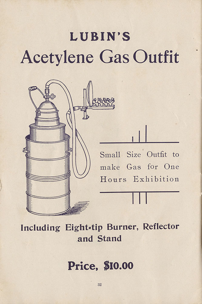 Lubin's Acetylene Gas Outfit (Page 32)