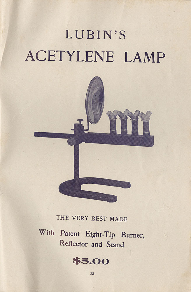 Lubin's Acetylene Lamp (Page 33)