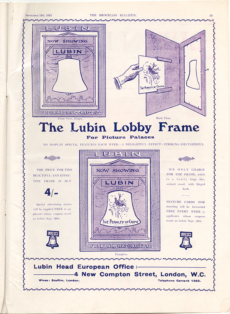 Advertisement for The Lubin Lobby Frame (Page 13)