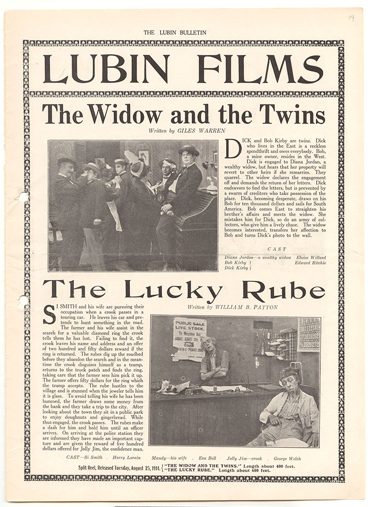 The Widow and the Twin / The Lucky Rube (Page 19)