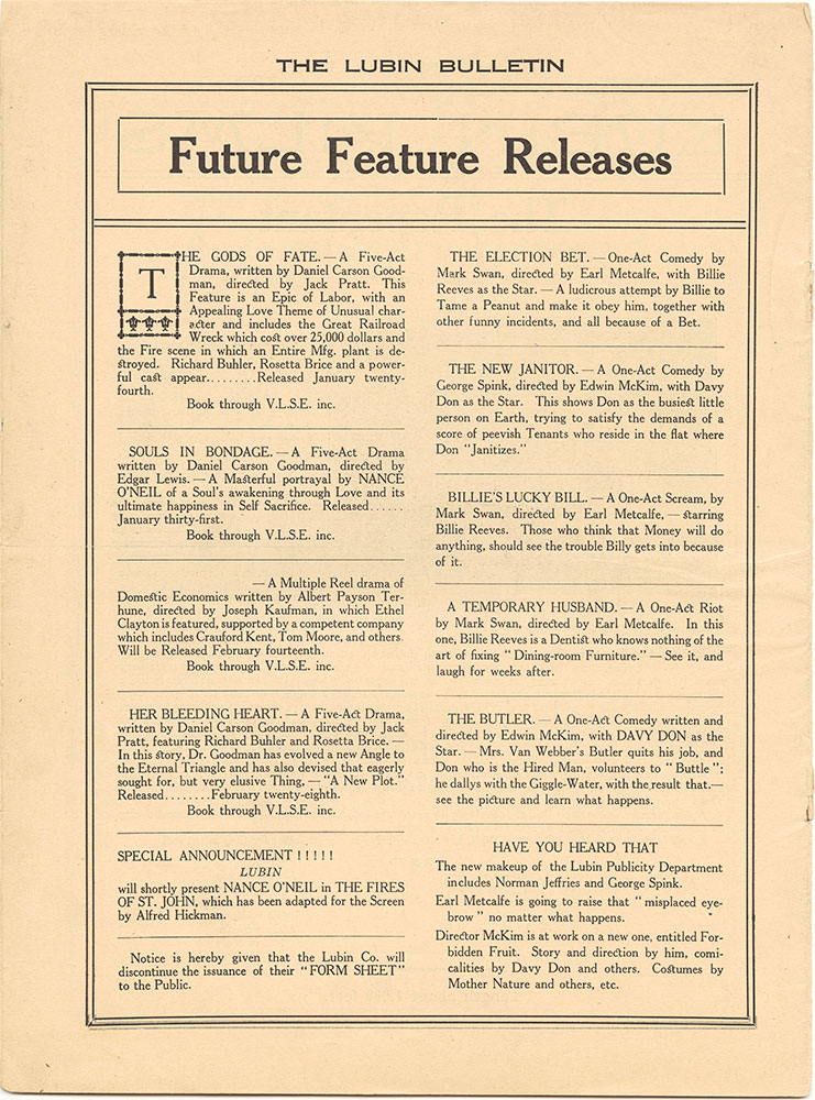 Future Feature Releases (Page 12 - Back Cover)