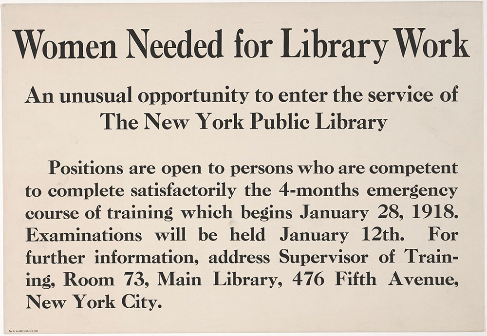 Women Needed for Library Work